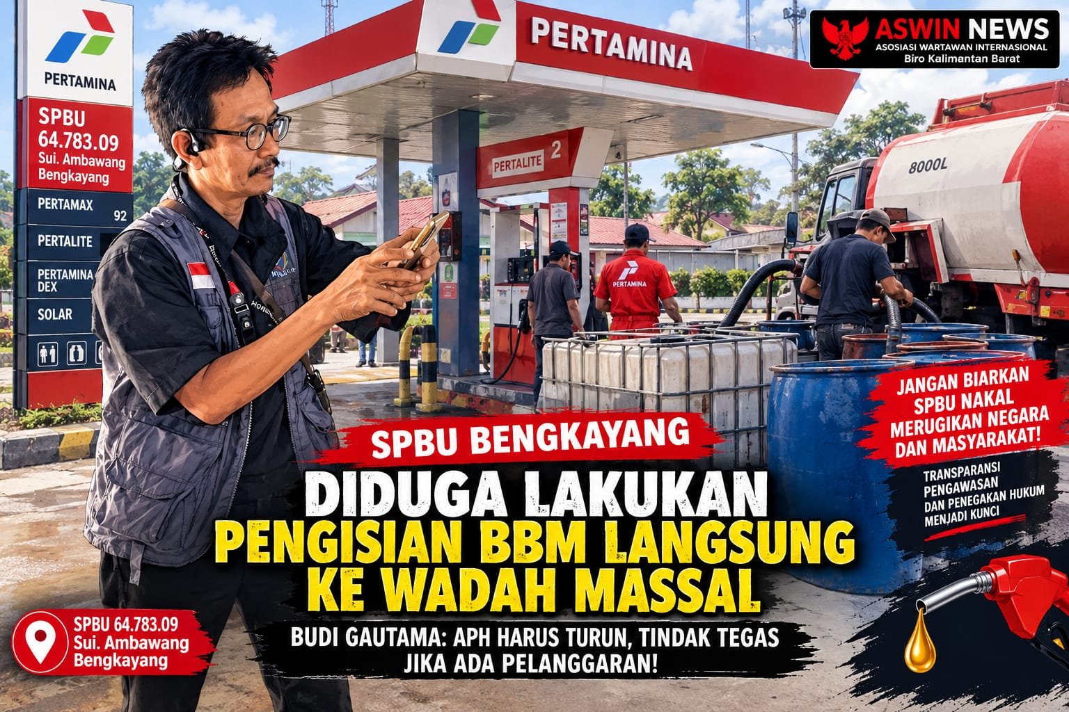 BBM Masuk Jerigen, Antrean Kendaraan Mengular: SPBU Jalan BRC Bengkayang Disorot