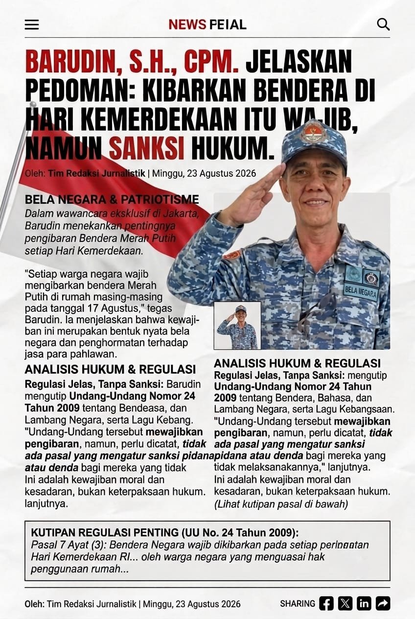 Edukasi Hukum Kemerdekaan: Mengapa Kibarkan Merah Putih Itu Wajib, Meski Tanpa Sanksi Pidana