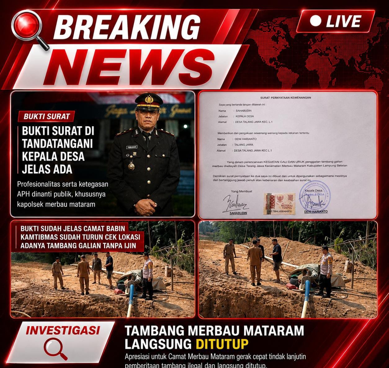 Tumpul Keatas Tajam Kebawah: Ketegasan APH Polsek Marbau Mataram Terkait Tambang Ilegal Dan Keterlibatan kades di Dinanti Publik